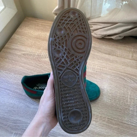 New Adidas Originals Handball Spezial Trainers Sneakers Shoes Green Burgundy - Picture 10 of 13